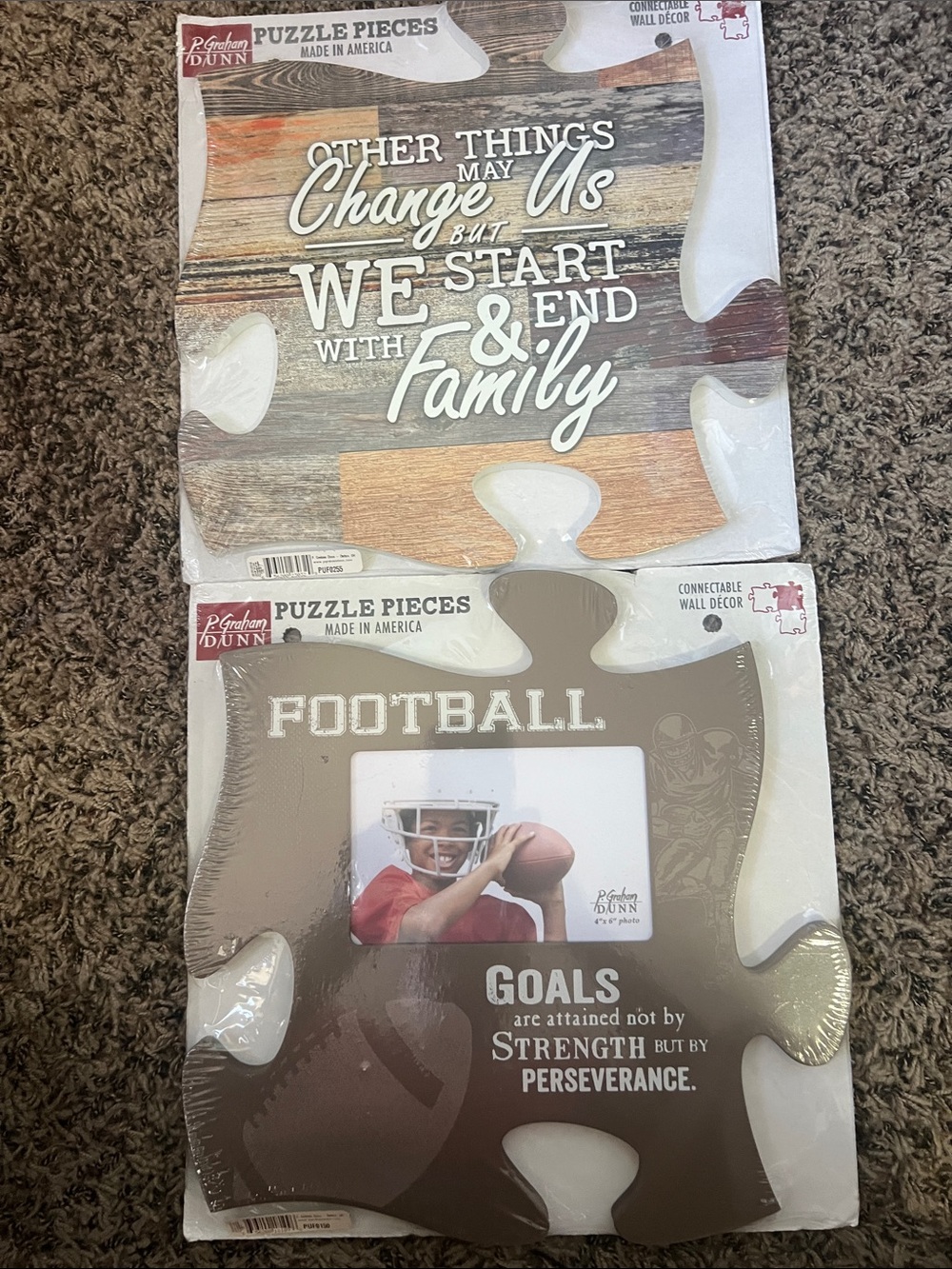 Graham Dunn Brown 'Football' Puzzle Piece Photo Frame/NWT